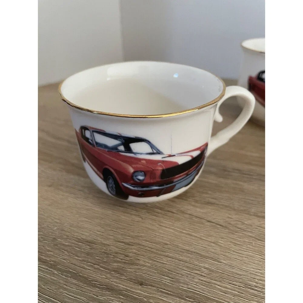 Set of 4 Ceramic 1965 Raam Ford Mustang GT Teacups Designed by Simon Pithie